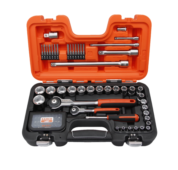 1/4" and 1/2" Square Drive Socket Set with Metric Hex Profile and Swivel Head Ratchet - 79 Pcs SW79